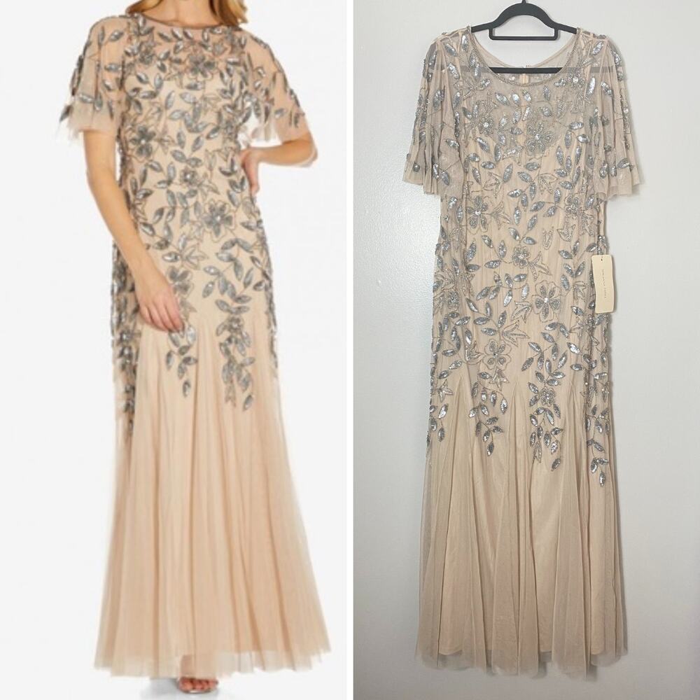 NWT ADRIANNA PAPELL DRESS GOWN MOTHER OF THE BRIDE FORMAL EVENING WEDDING GUEST - Picture 3 of 16